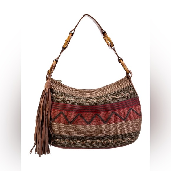 ERIC JAVITS NEW YORK Woven Boho Tassel Hobo Bag LNC FIRM - Picture 1 of 6